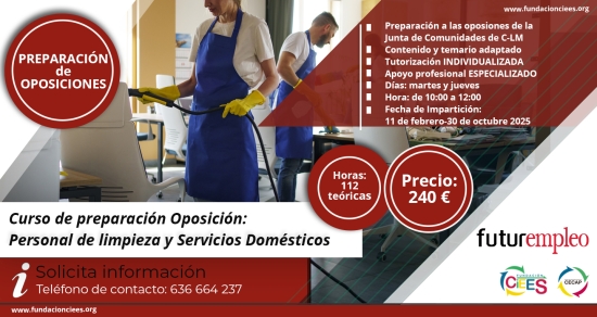 Personal de limpieza y servicios domésticos de funcionario de la JCCM.